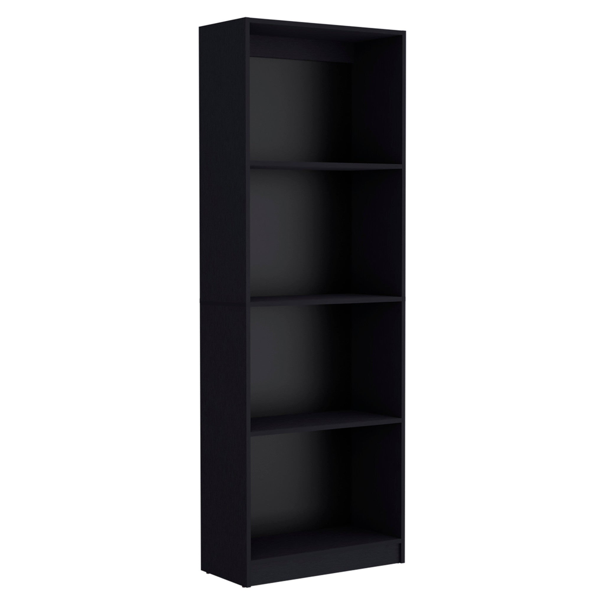 71" Black Wood Four Tier Bookcase - GreatEagleInc