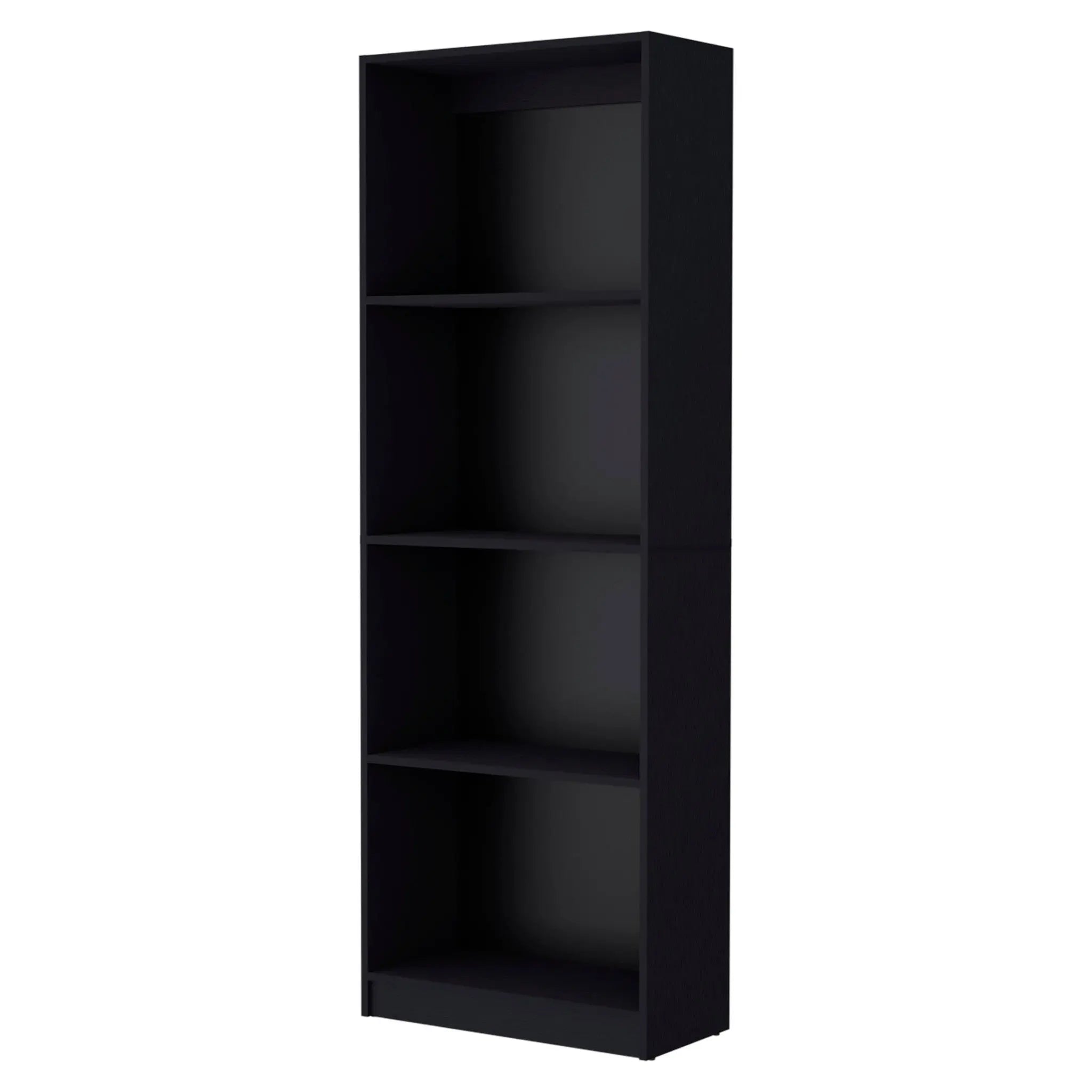 71" Black Wood Four Tier Bookcase - GreatEagleInc