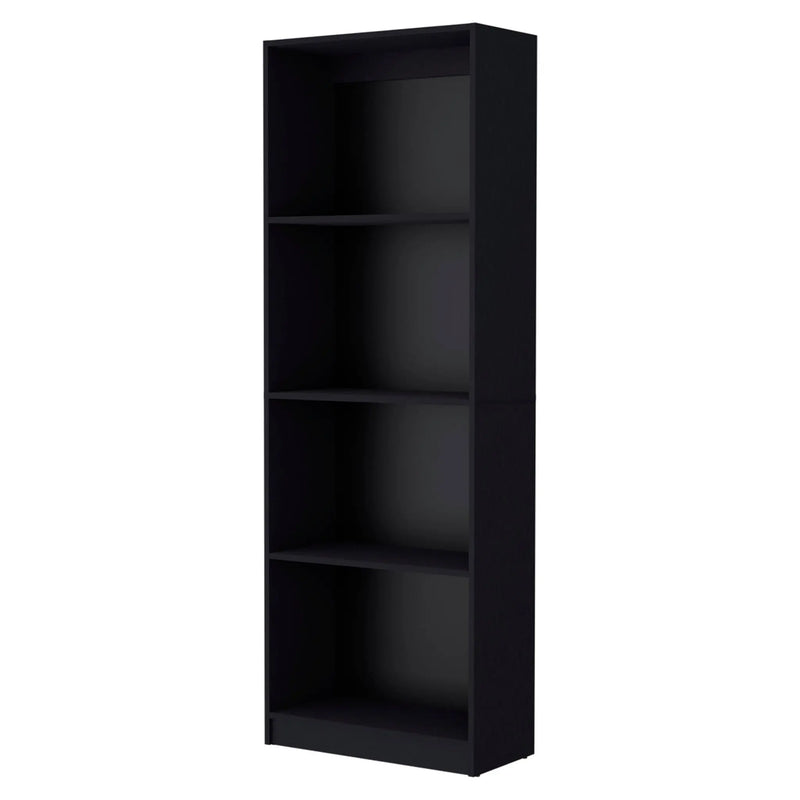 71" Black Wood Four Tier Bookcase - GreatEagleInc