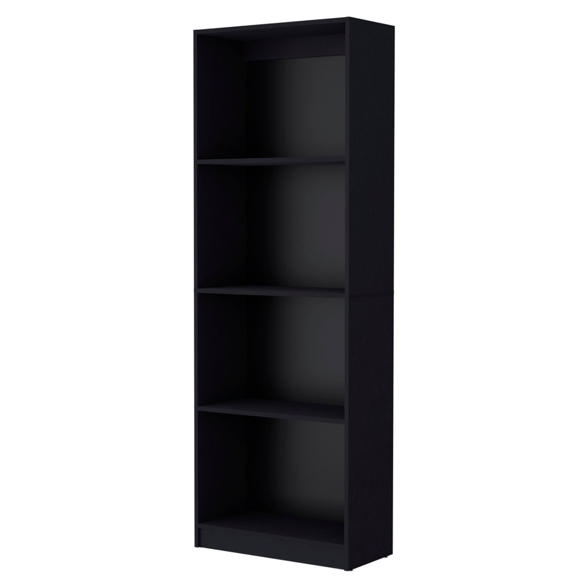 71" Black Wood Four Tier Bookcase - GreatEagleInc