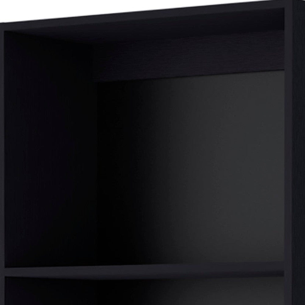 71" Black Wood Four Tier Bookcase - GreatEagleInc