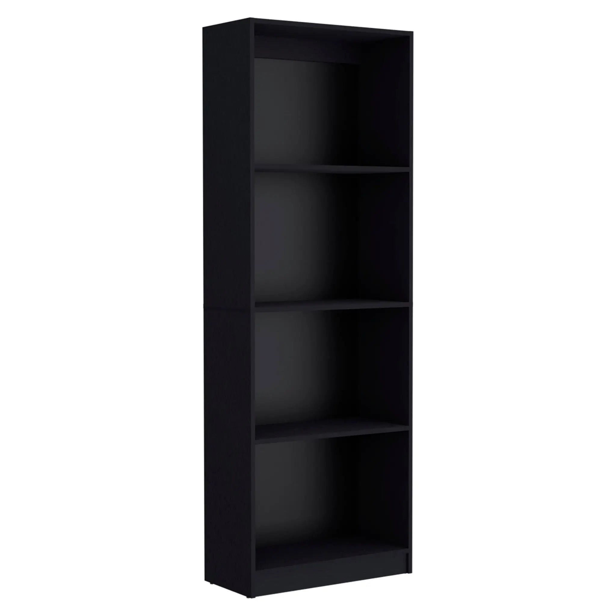 71" Black Wood Four Tier Bookcase - GreatEagleInc