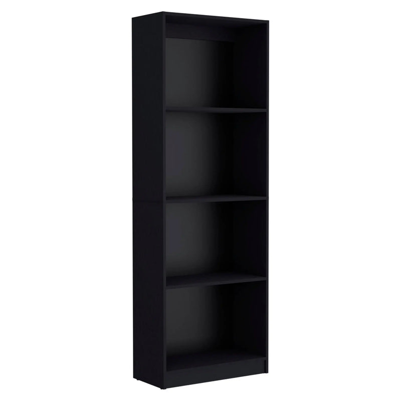 71" Black Wood Four Tier Bookcase - GreatEagleInc
