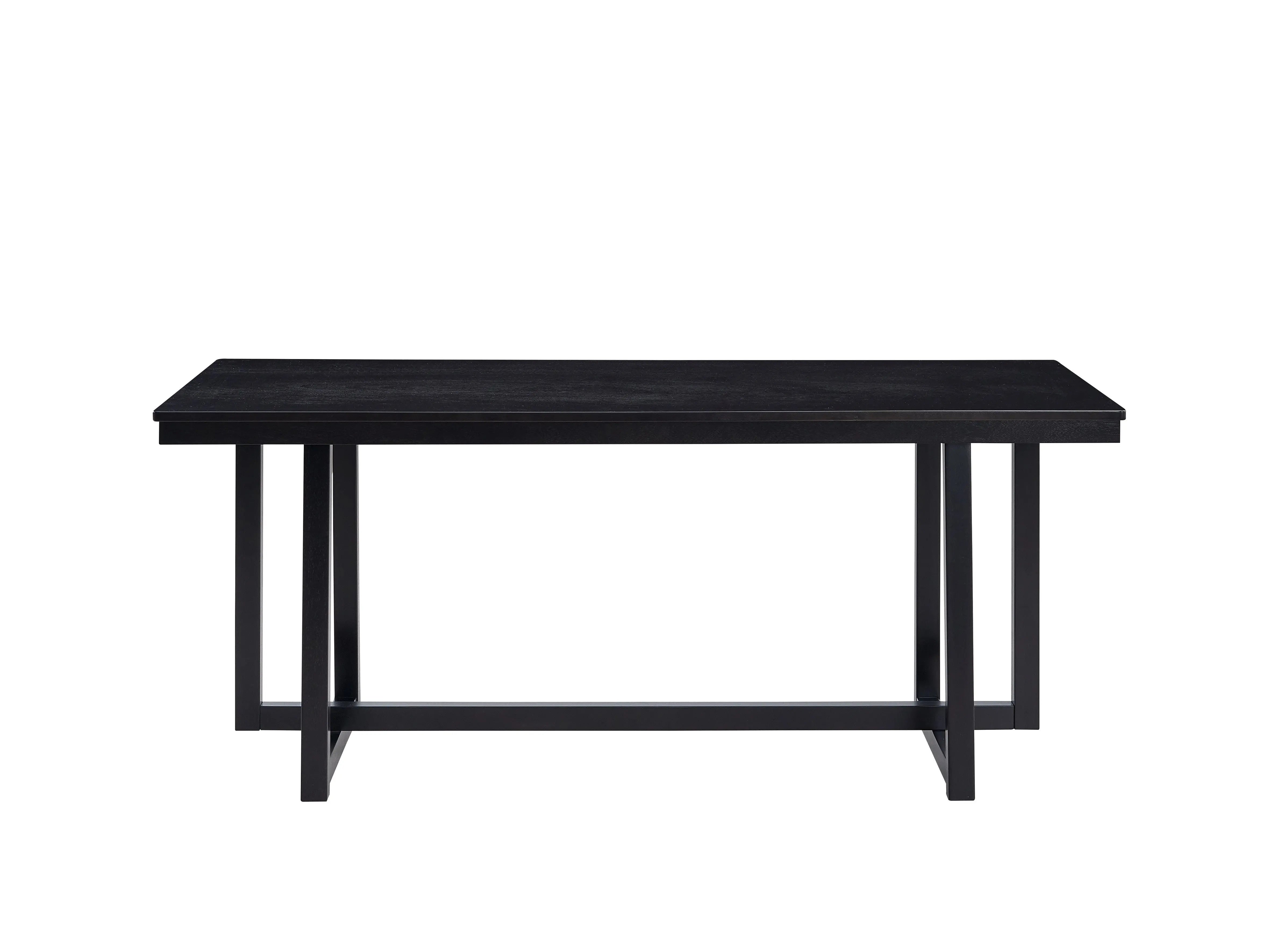 71" Black Wood Trestle Base Dining Table Homeroots Kitchen & Dining