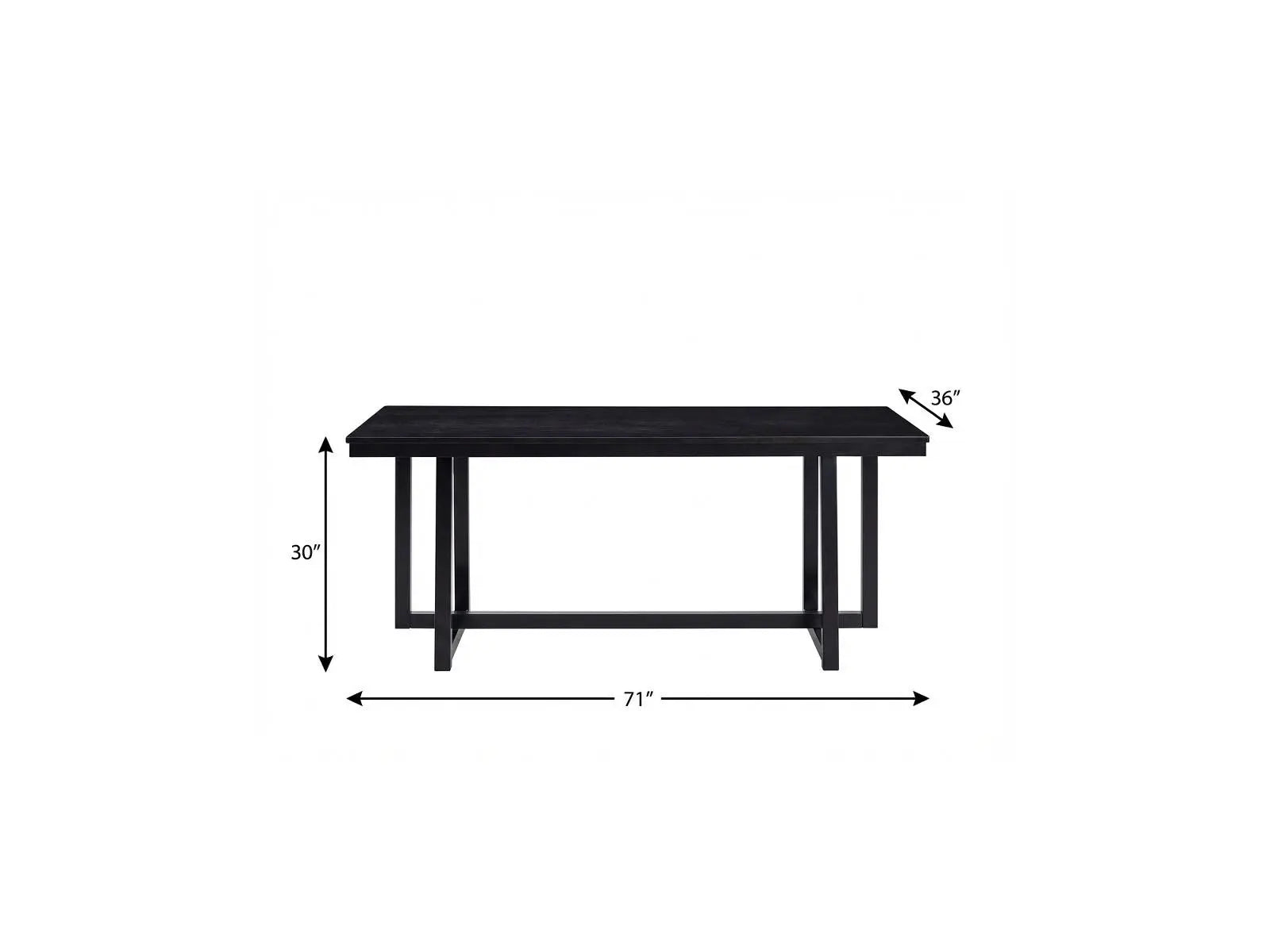 71" Black Wood Trestle Base Dining Table Homeroots Kitchen & Dining