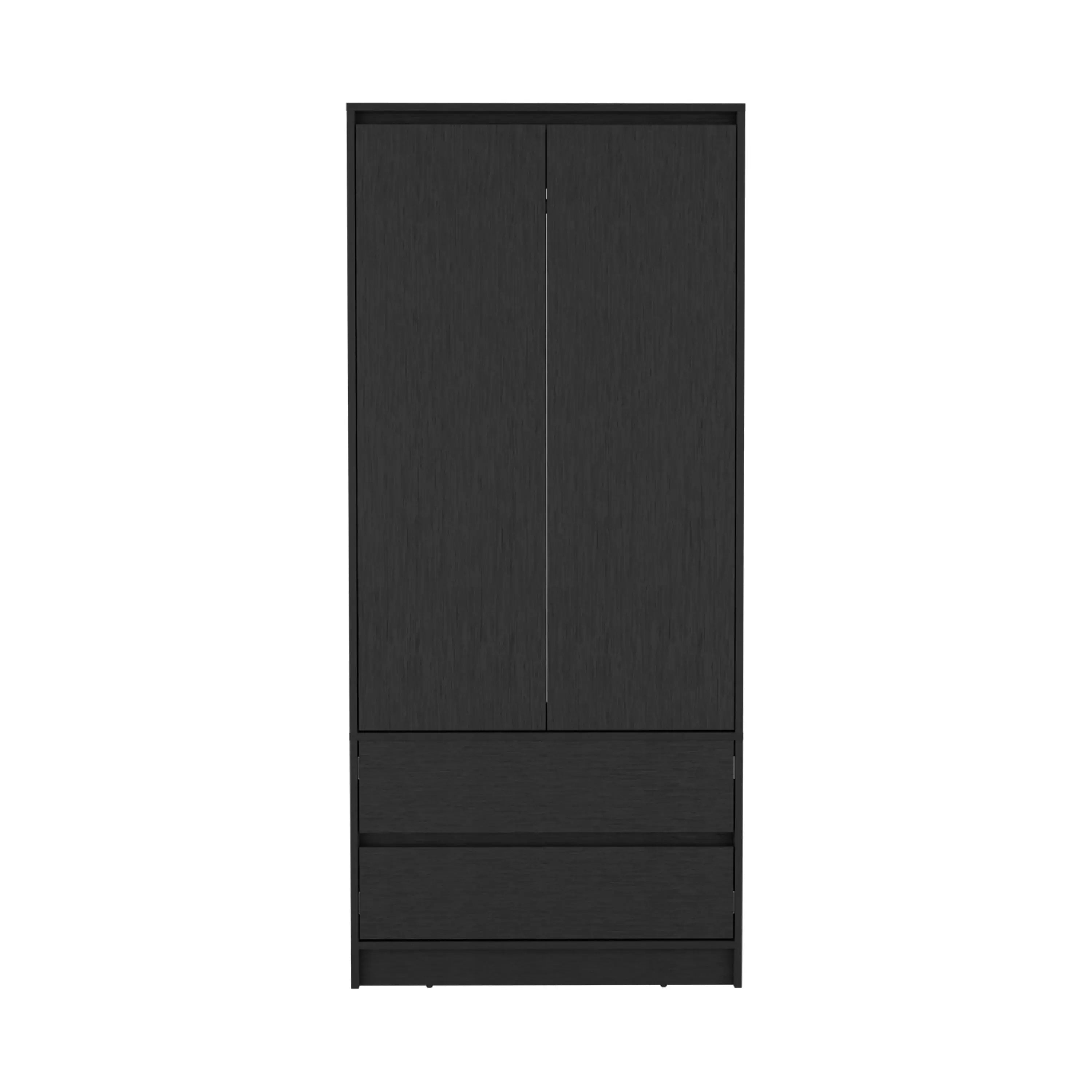 71" Black Wood Two Door Two Drawer Combo Dresser Homeroots Bed & Bath
