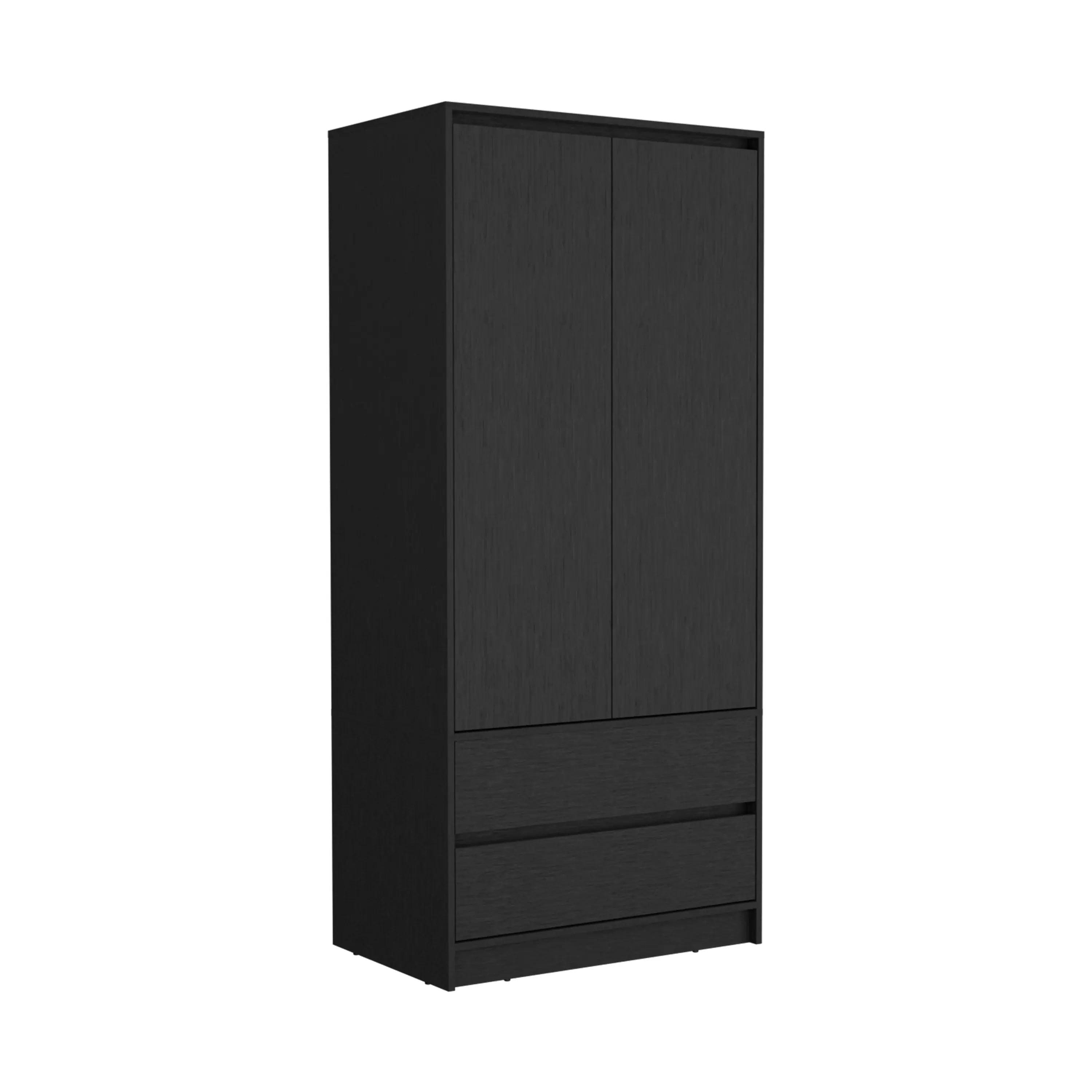 71" Black Wood Two Door Two Drawer Combo Dresser Homeroots Bed & Bath
