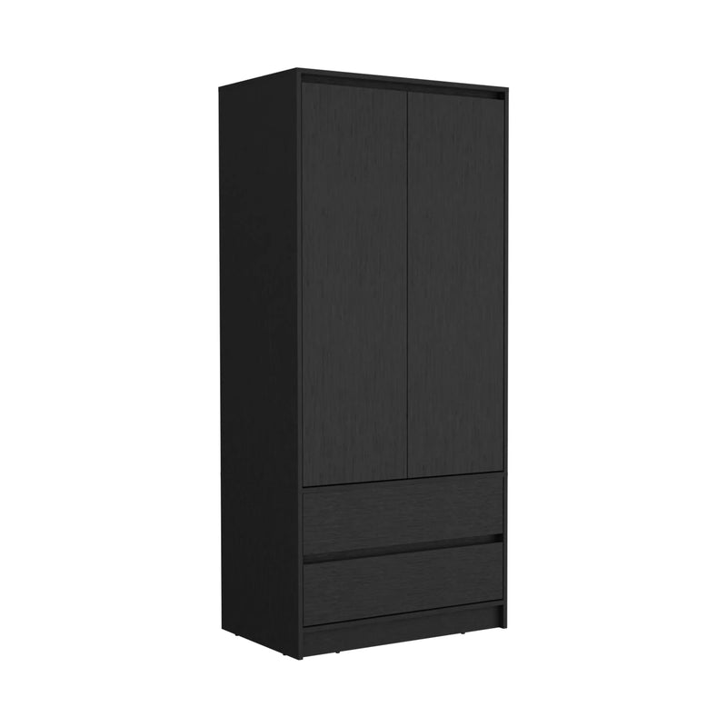 71" Black Wood Two Door Two Drawer Combo Dresser Homeroots Bed & Bath