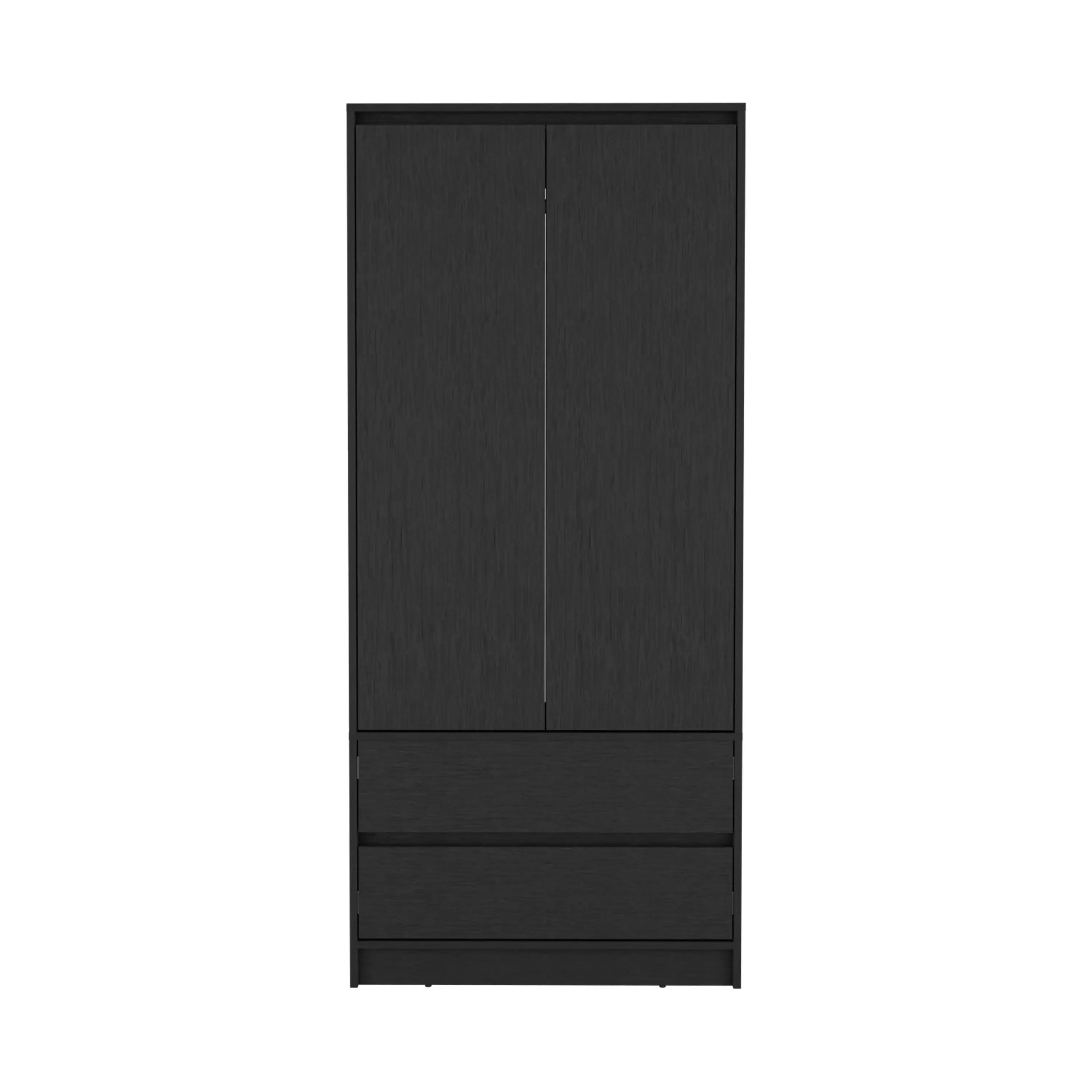 71" Black Wood Two Door Two Drawer Combo Dresser Homeroots Bed & Bath