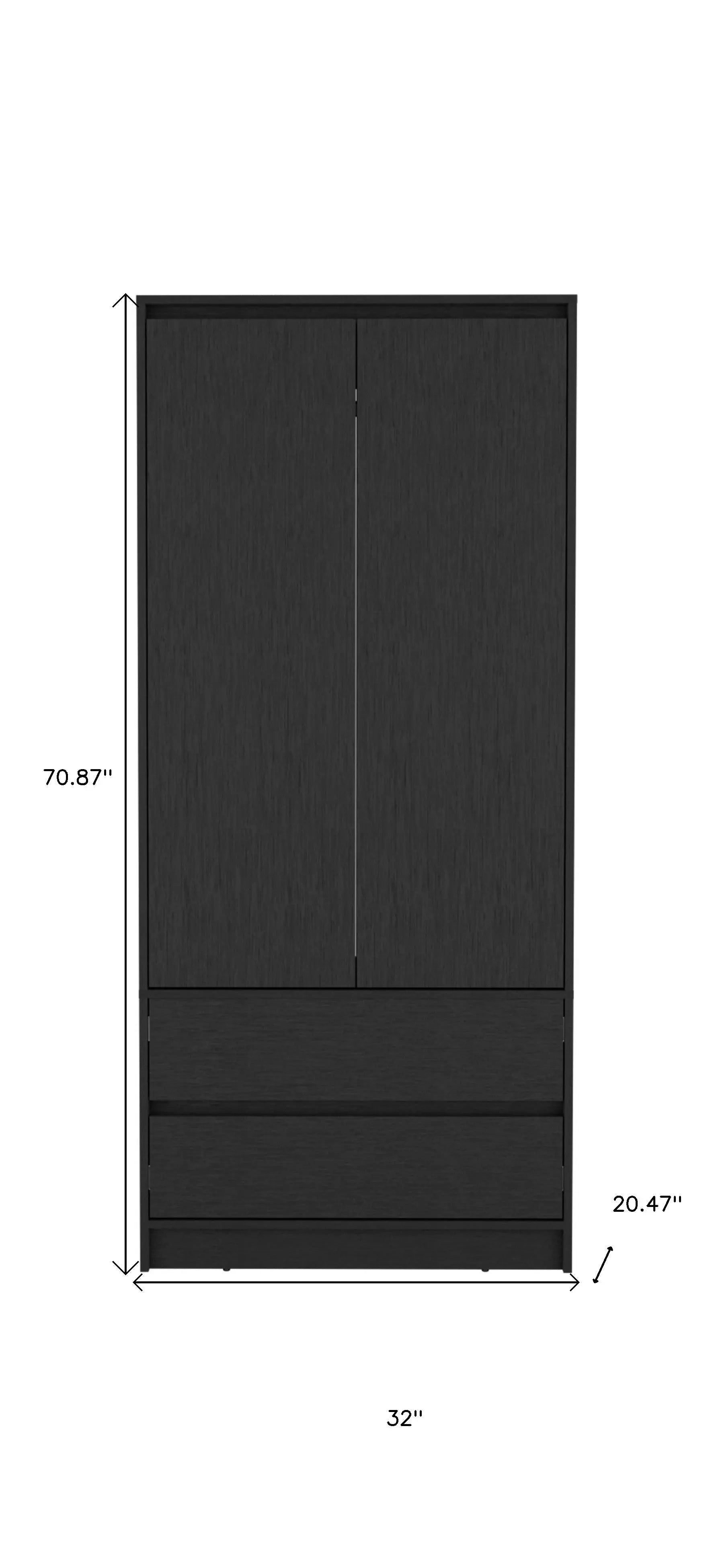 71" Black Wood Two Door Two Drawer Combo Dresser Homeroots Bed & Bath