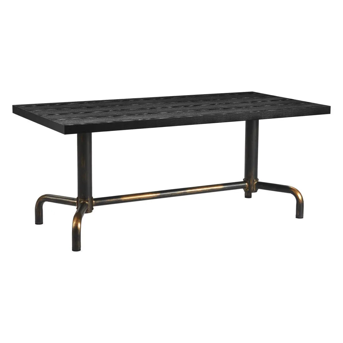 71" Black and Gold Wood and Steel Trestle Base Dining Table Homeroots Kitchen & Dining