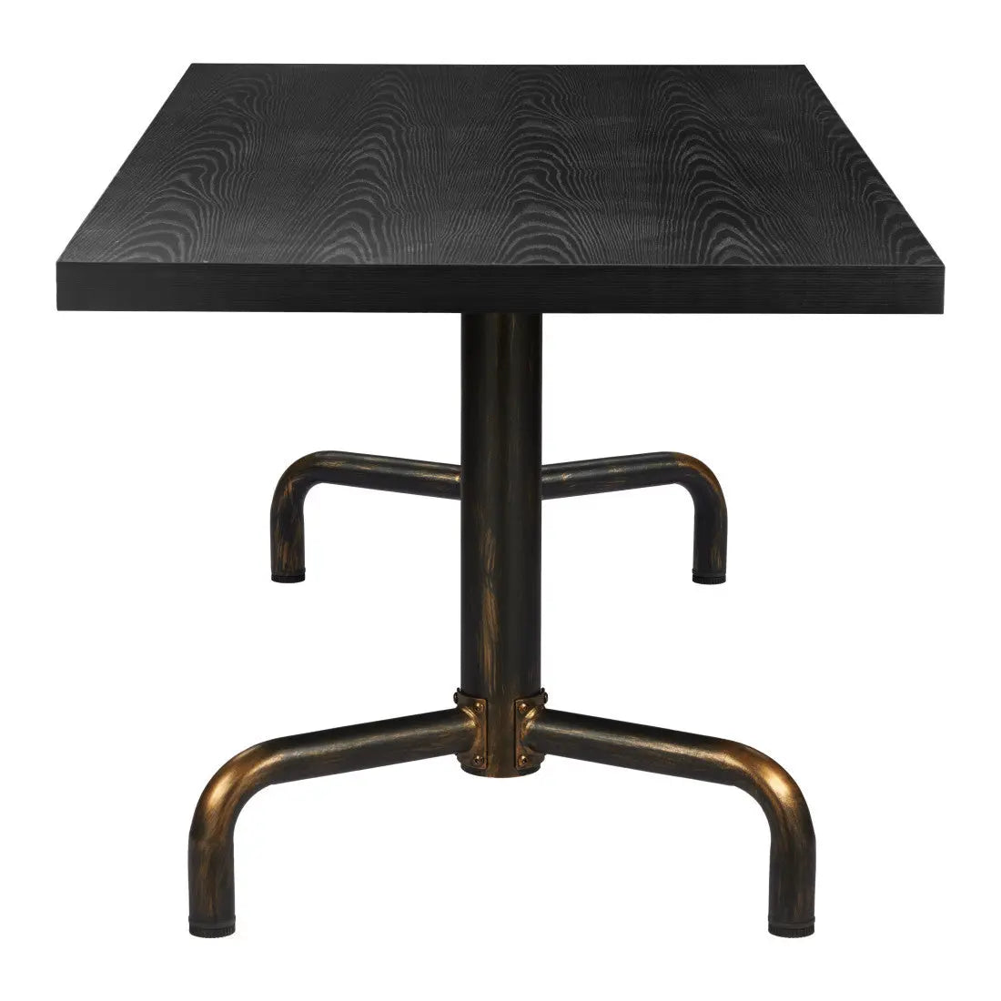 71" Black and Gold Wood and Steel Trestle Base Dining Table Homeroots Kitchen & Dining