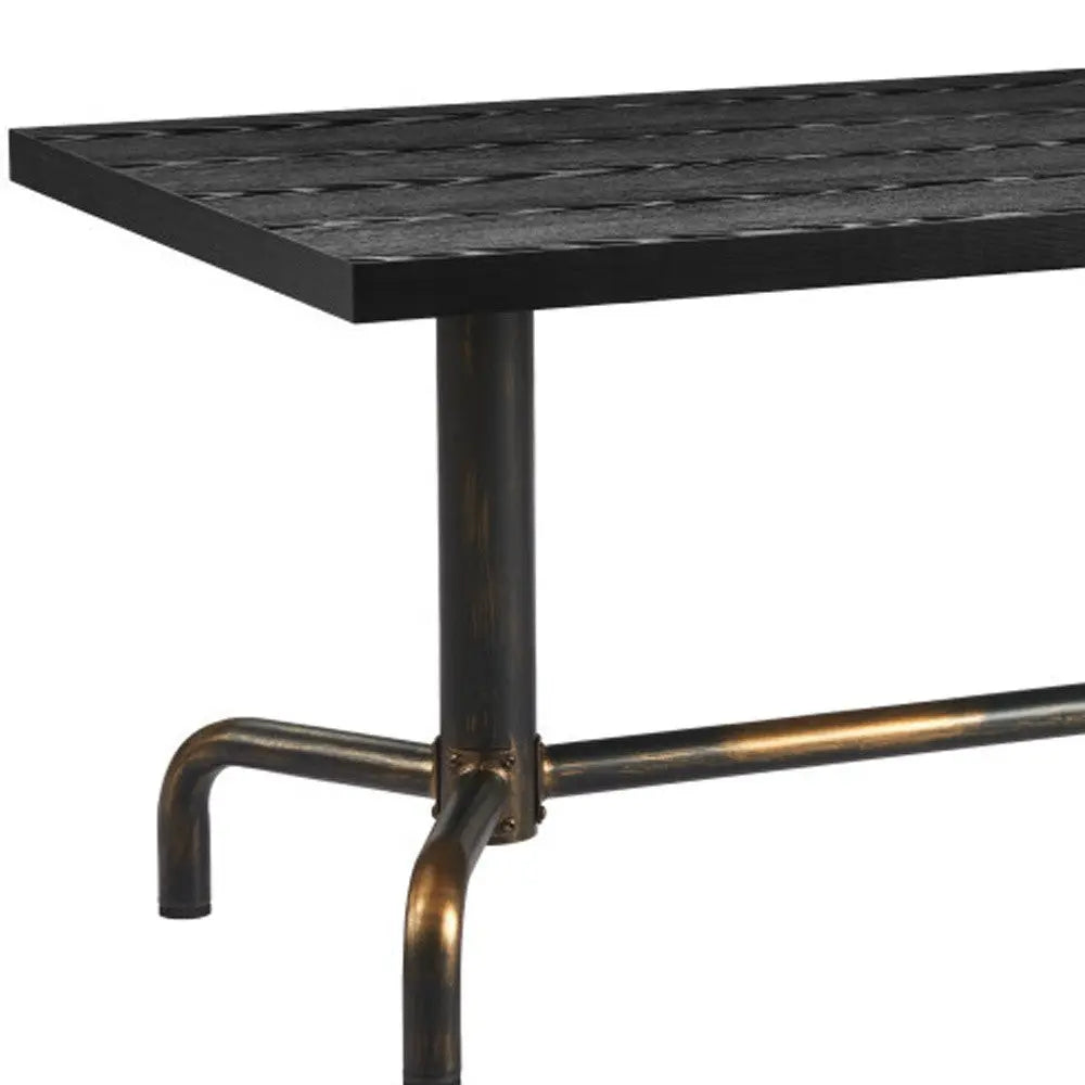 71" Black and Gold Wood and Steel Trestle Base Dining Table Homeroots Kitchen & Dining