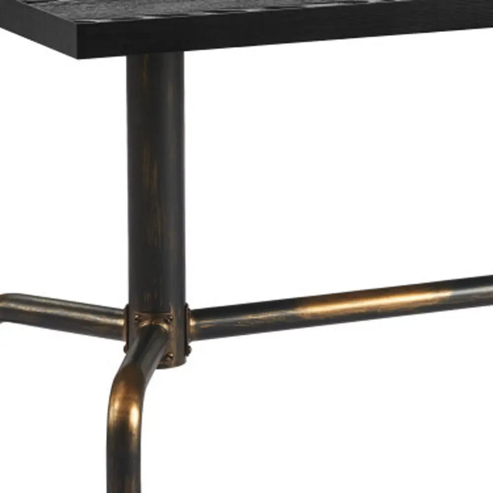 71" Black and Gold Wood and Steel Trestle Base Dining Table Homeroots Kitchen & Dining