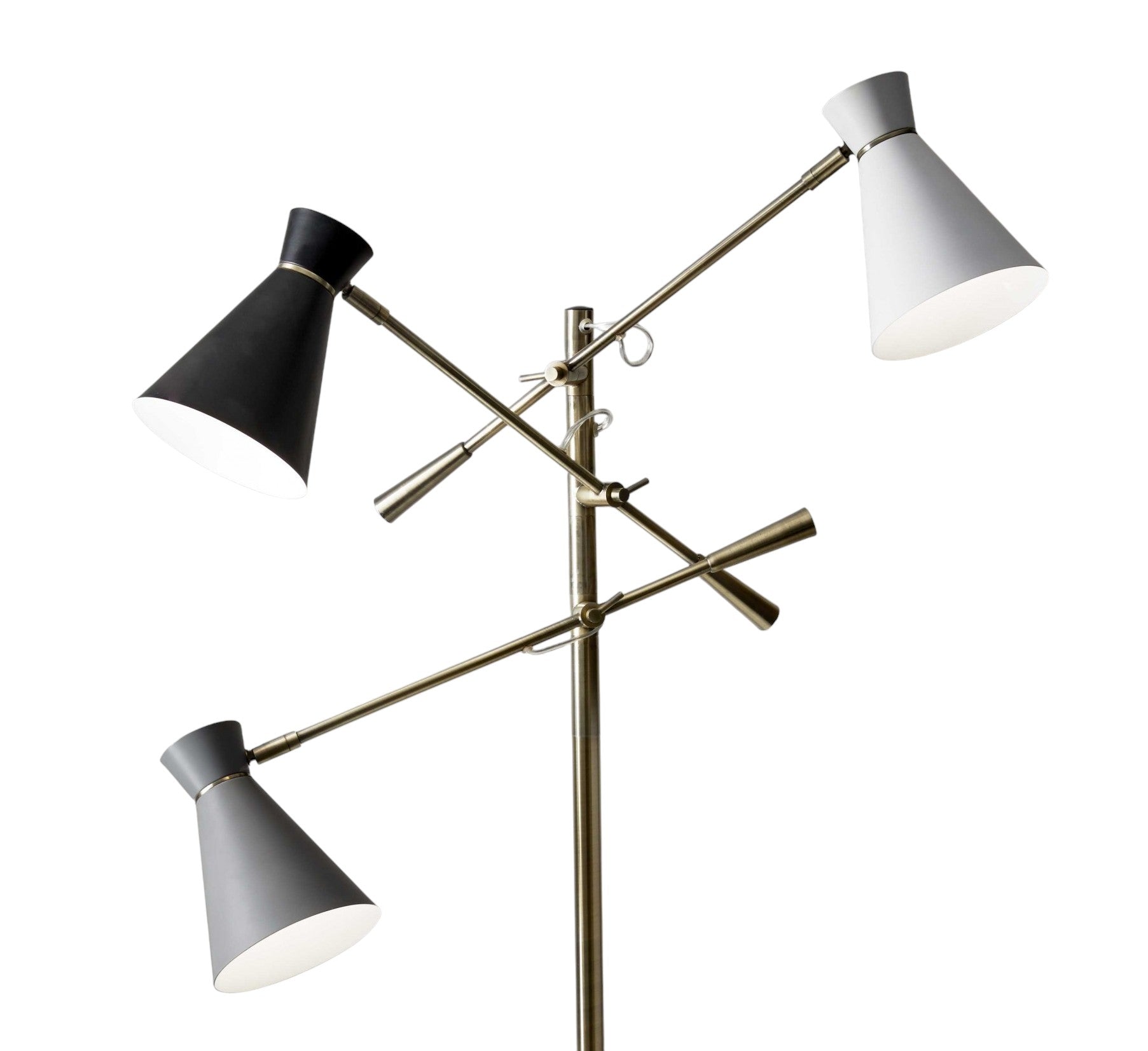 71" Brass Metal Novelty Floor Lamp With Black And White Iron Cone Shade - GreatEagleInc