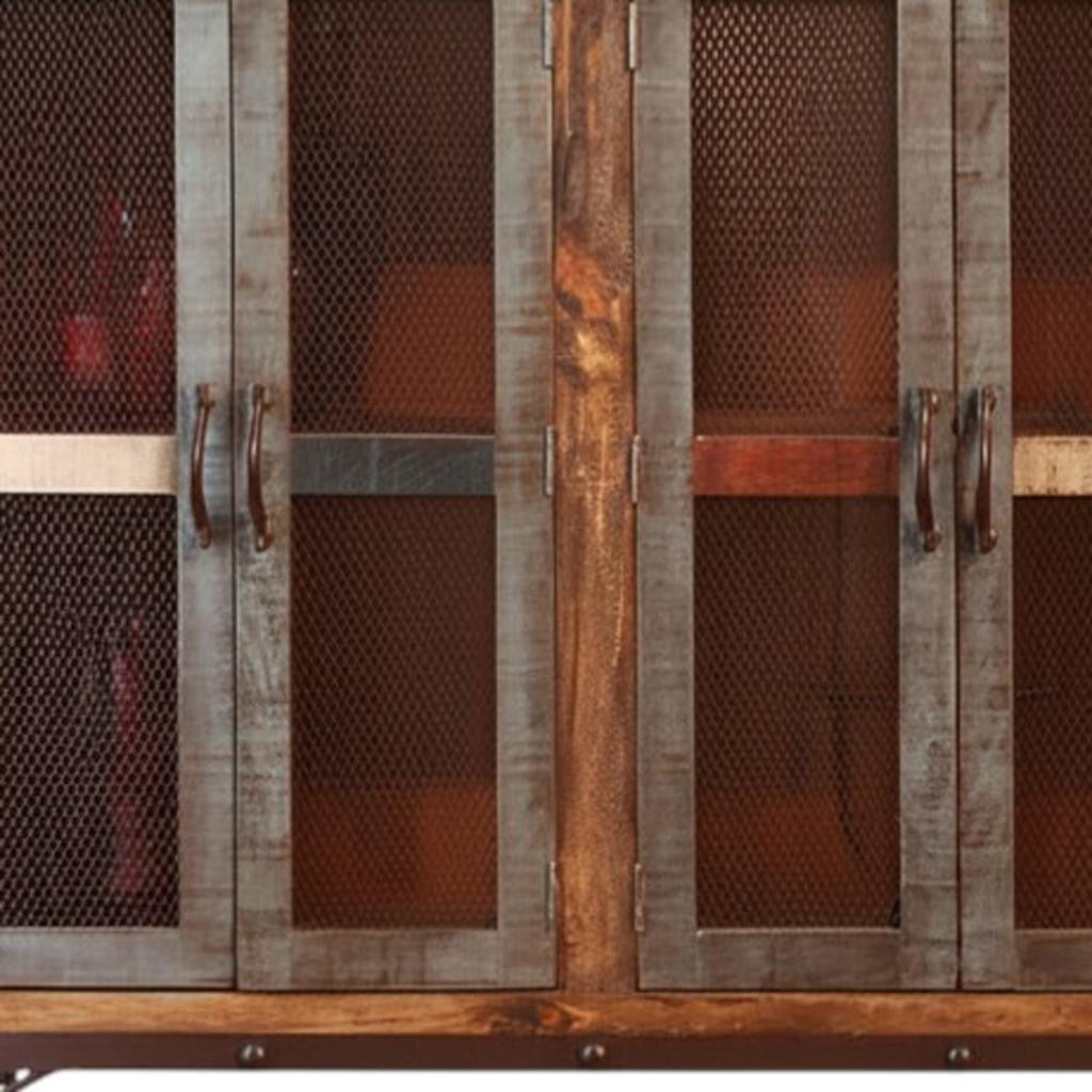 71" Brown Solid and Manufactured Wood Distressed Credenza Homeroots Kitchen & Dining