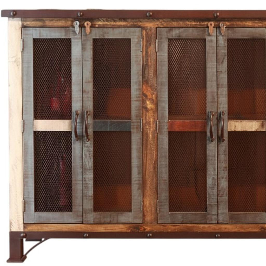 71" Brown Solid and Manufactured Wood Distressed Credenza Homeroots Kitchen & Dining