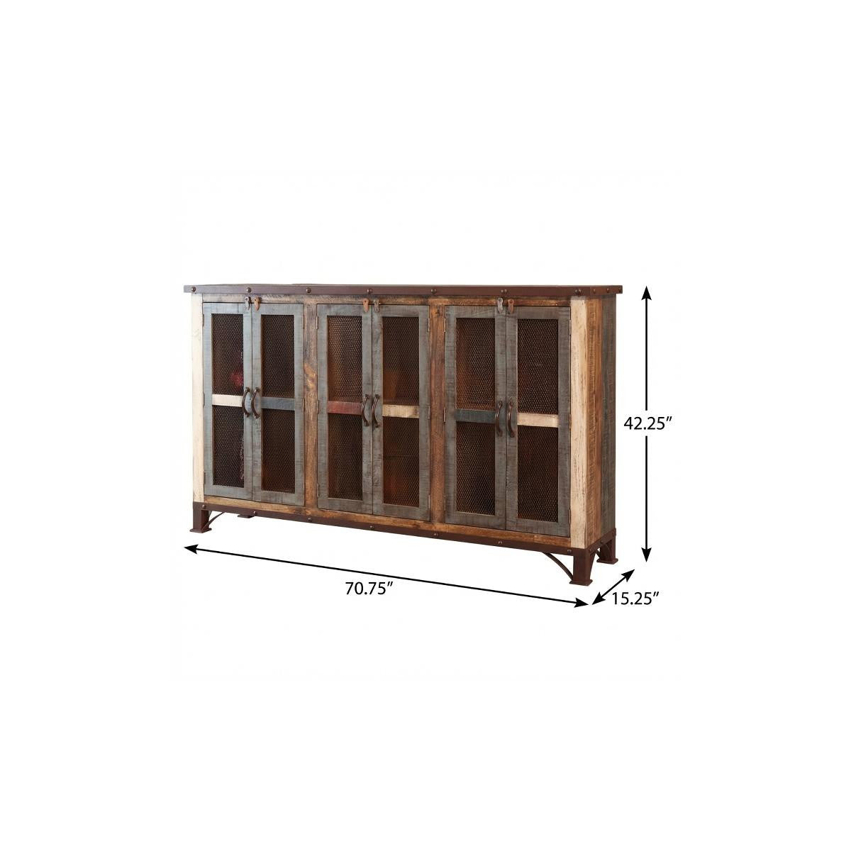 71" Brown Solid and Manufactured Wood Distressed Credenza Homeroots Kitchen & Dining