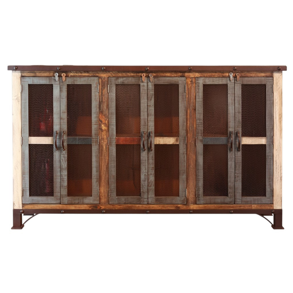 71" Brown Solid and Manufactured Wood Distressed Credenza Homeroots Kitchen & Dining