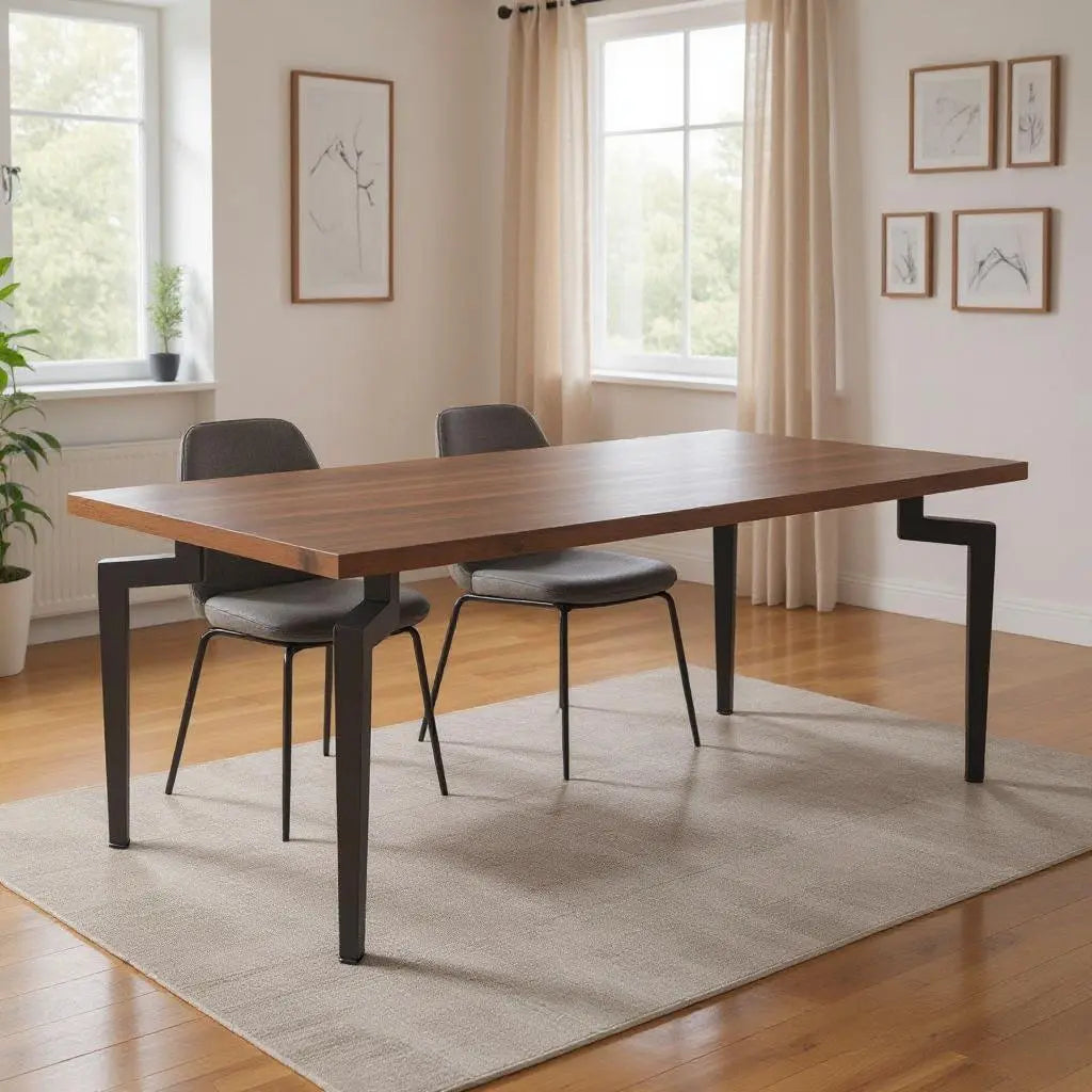 71" Brown and Black Wood and Steel Dining Table Homeroots Kitchen & Dining