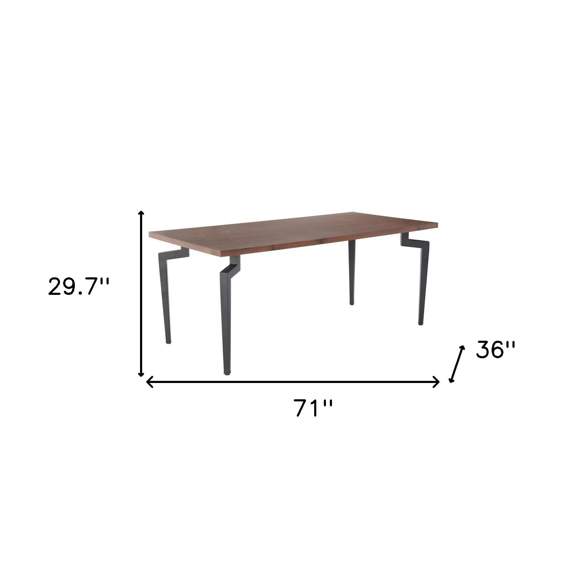 71" Brown and Black Wood and Steel Dining Table Homeroots Kitchen & Dining