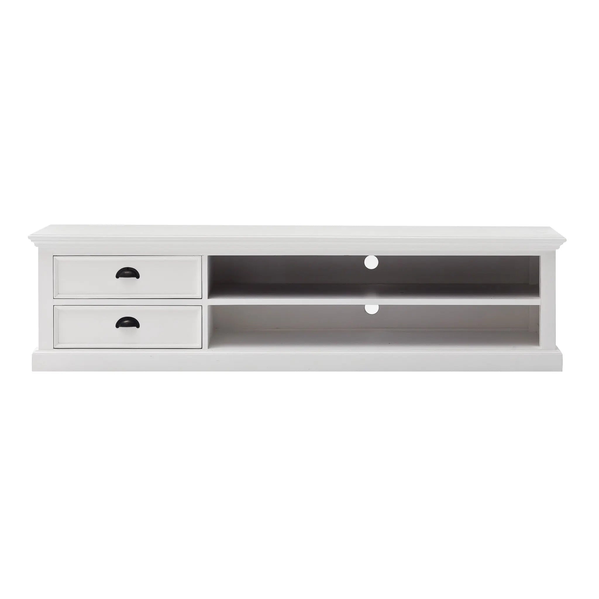 71" Classic White Entertainment Unit with Two Drawers Homeroots Living Room