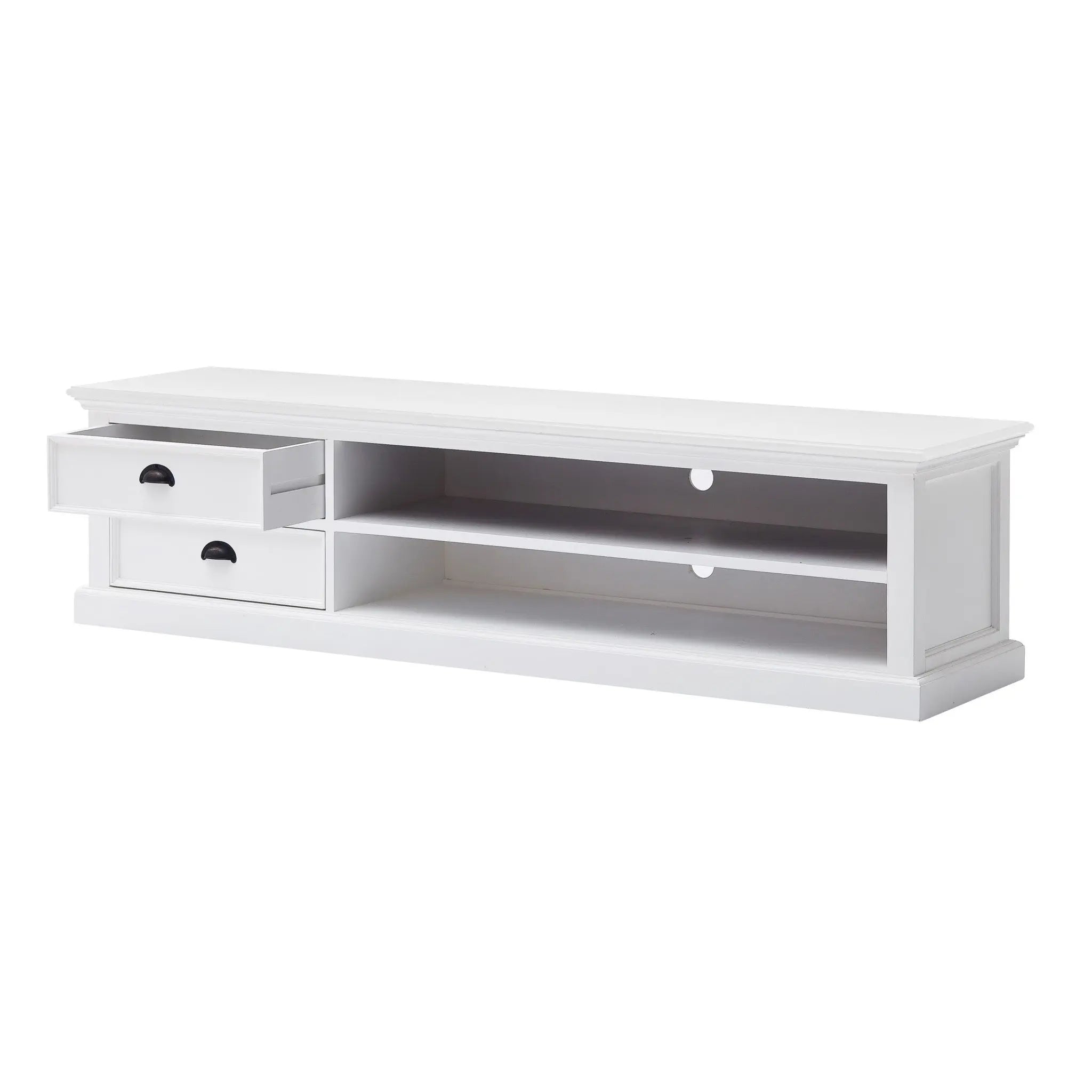 71" Classic White Entertainment Unit with Two Drawers Homeroots Living Room