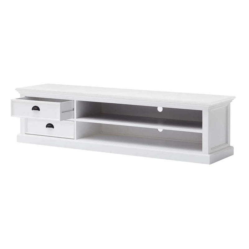 71" Classic White Entertainment Unit with Two Drawers Homeroots Living Room
