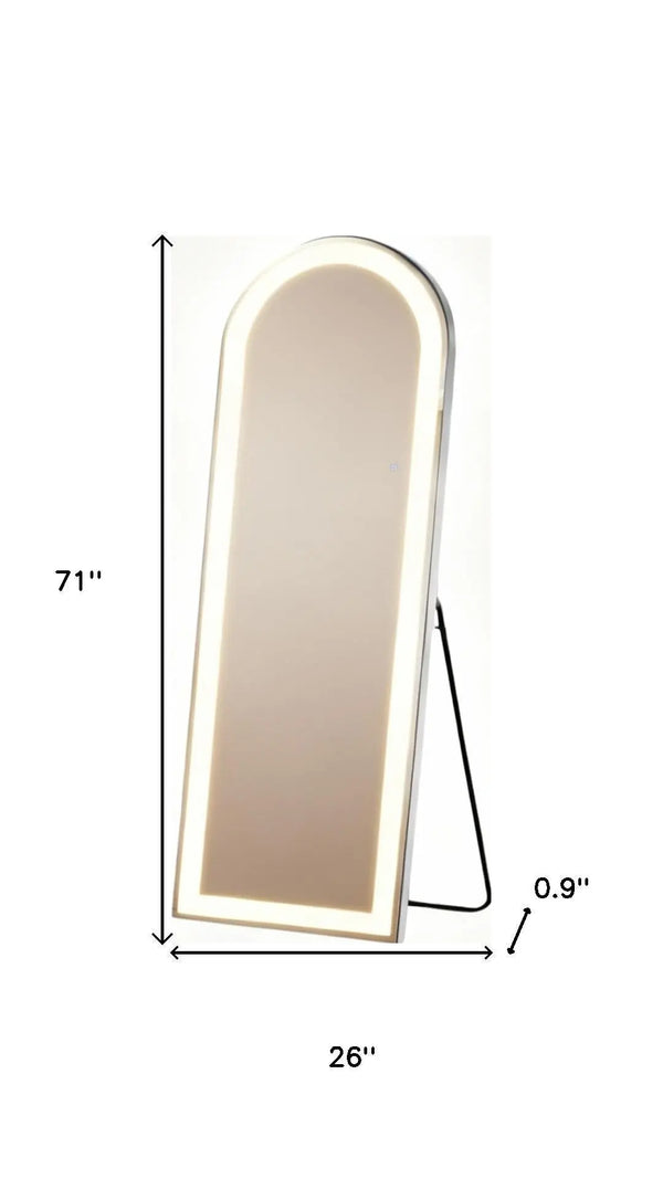 71" Clear Arch Lighted Freestanding and Wall Mount Frameless Full Length Mirror - GreatEagleInc