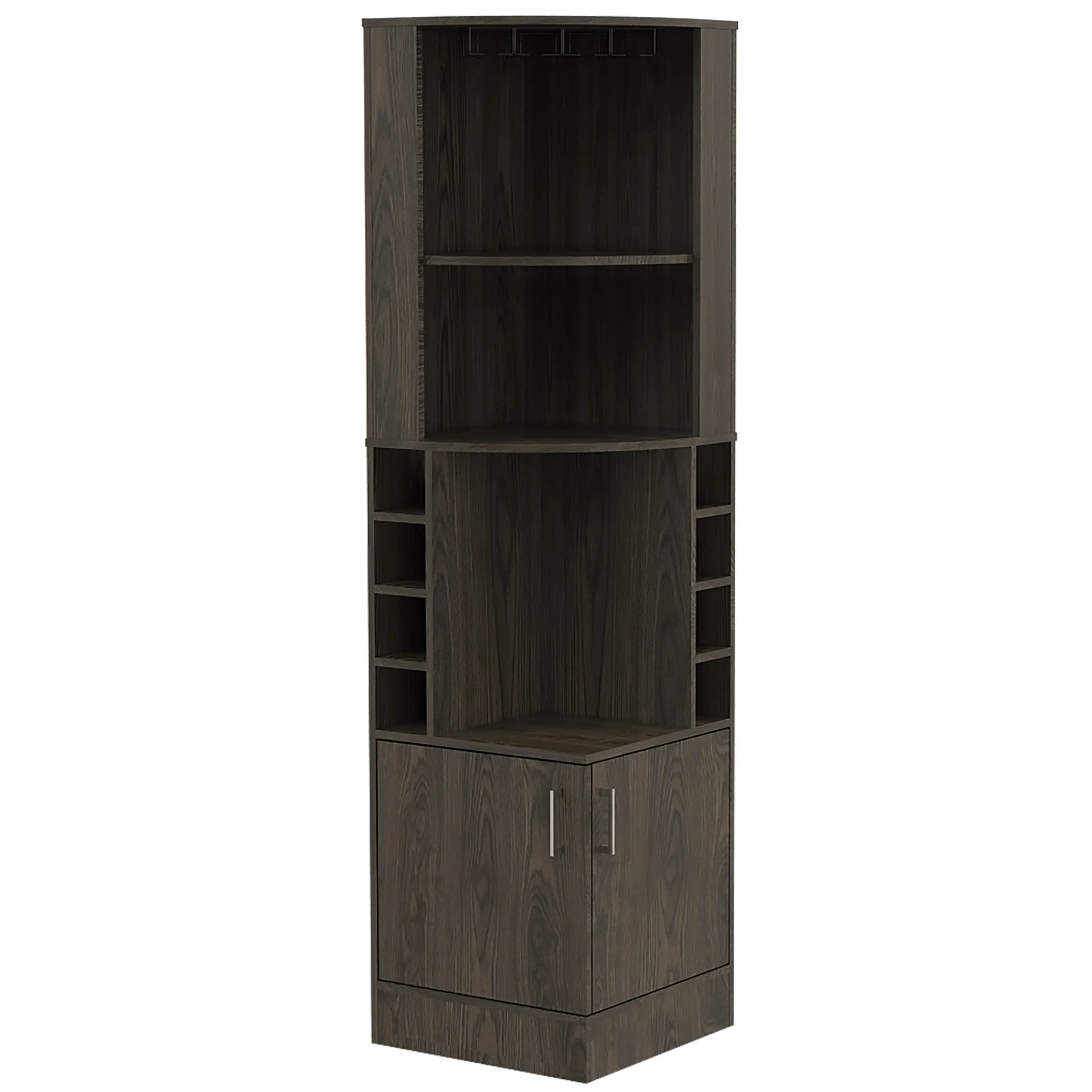 71" Dark Brown Wood Corner Bar Cabinet With Two Doors Homeroots Kitchen & Dining