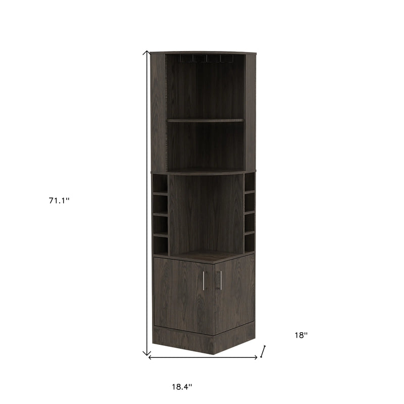 71" Dark Brown Wood Corner Bar Cabinet With Two Doors Homeroots Kitchen & Dining