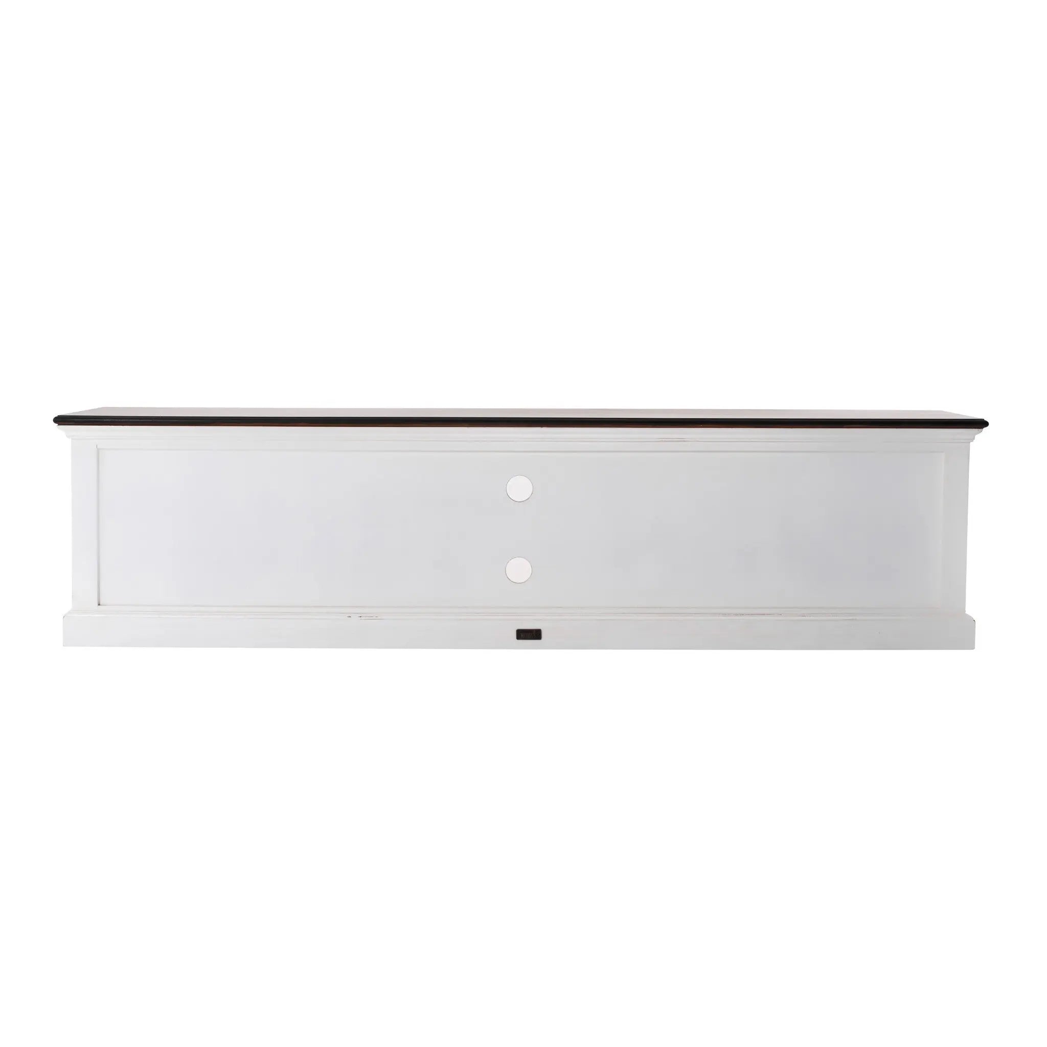 71" Distressed White and Brown Wood Entertainment Unit with Four Drawers Homeroots Living Room