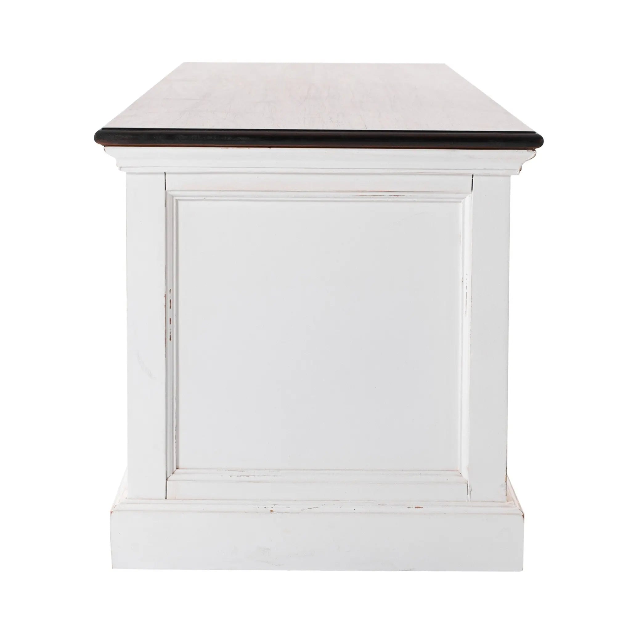 71" Distressed White and Brown Wood Entertainment Unit with Four Drawers Homeroots Living Room