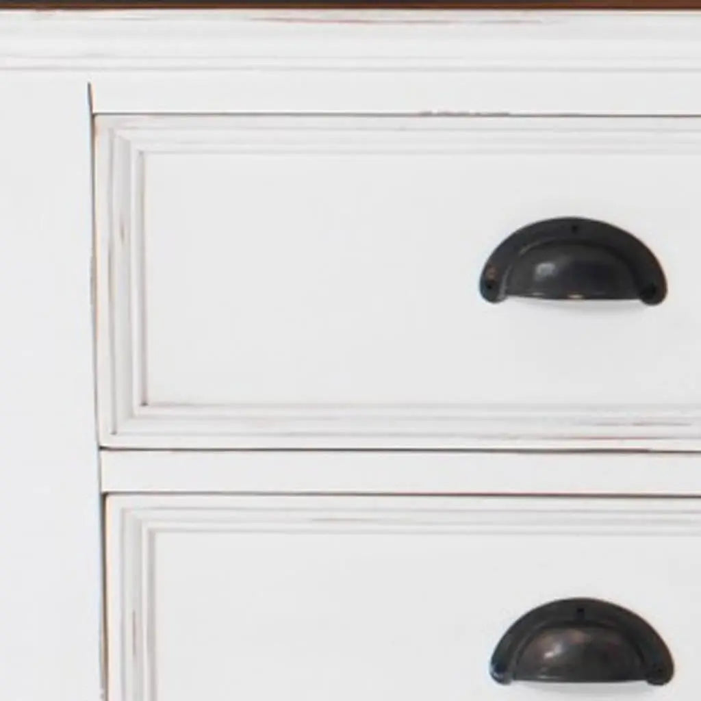 71" Distressed White and Brown Wood Entertainment Unit with Four Drawers Homeroots Living Room