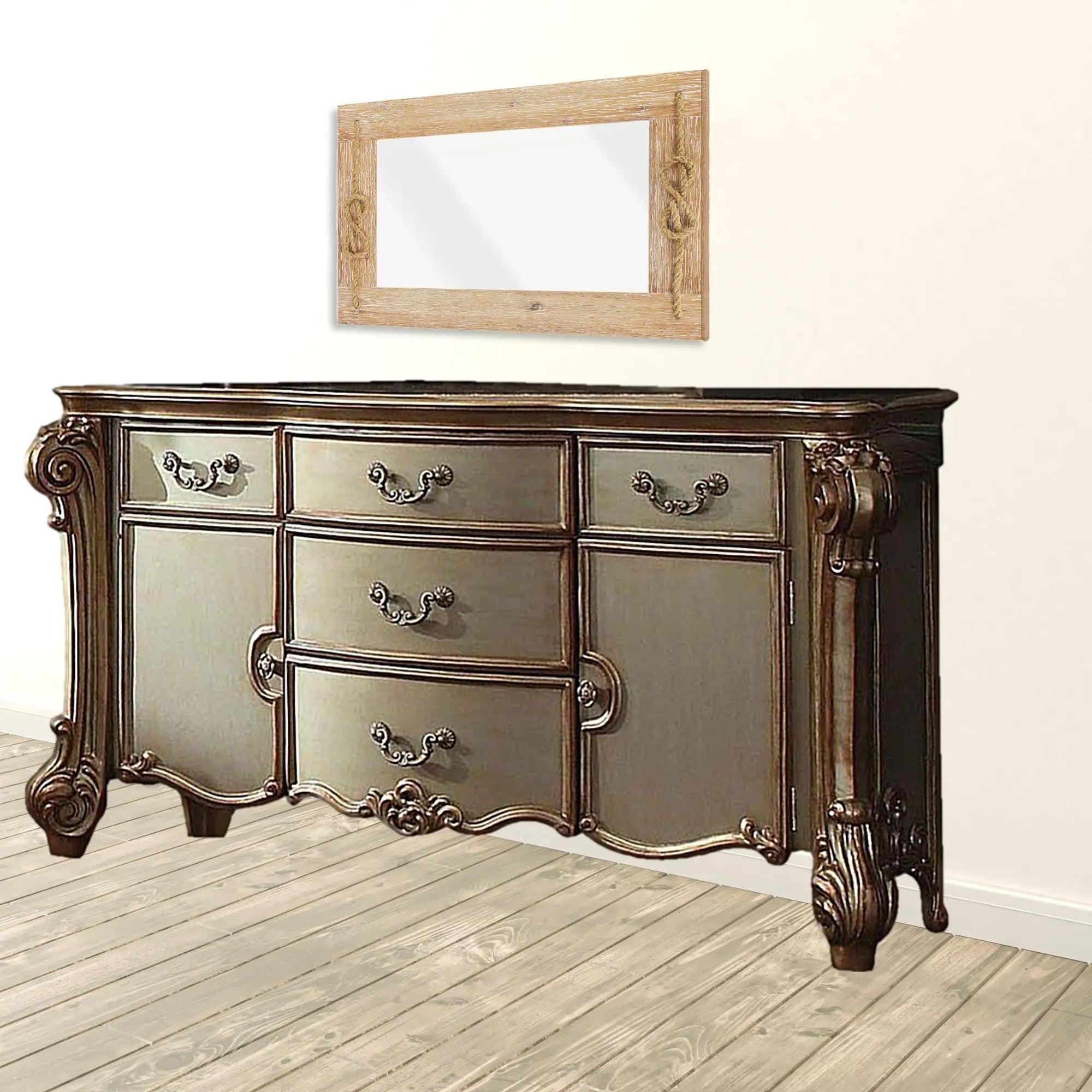71" Gold Solid Wood Dresser Homeroots Bed & Bath