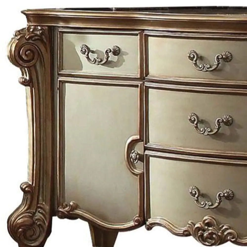 71" Gold Solid Wood Dresser Homeroots Bed & Bath