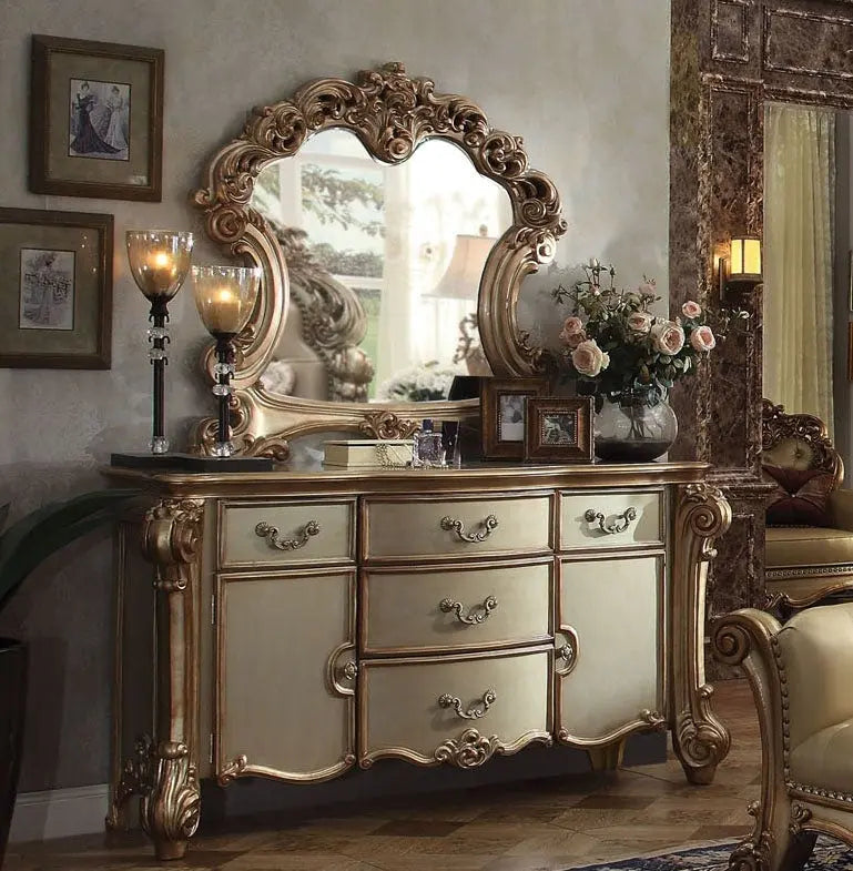 71" Gold Solid Wood Dresser Homeroots Bed & Bath