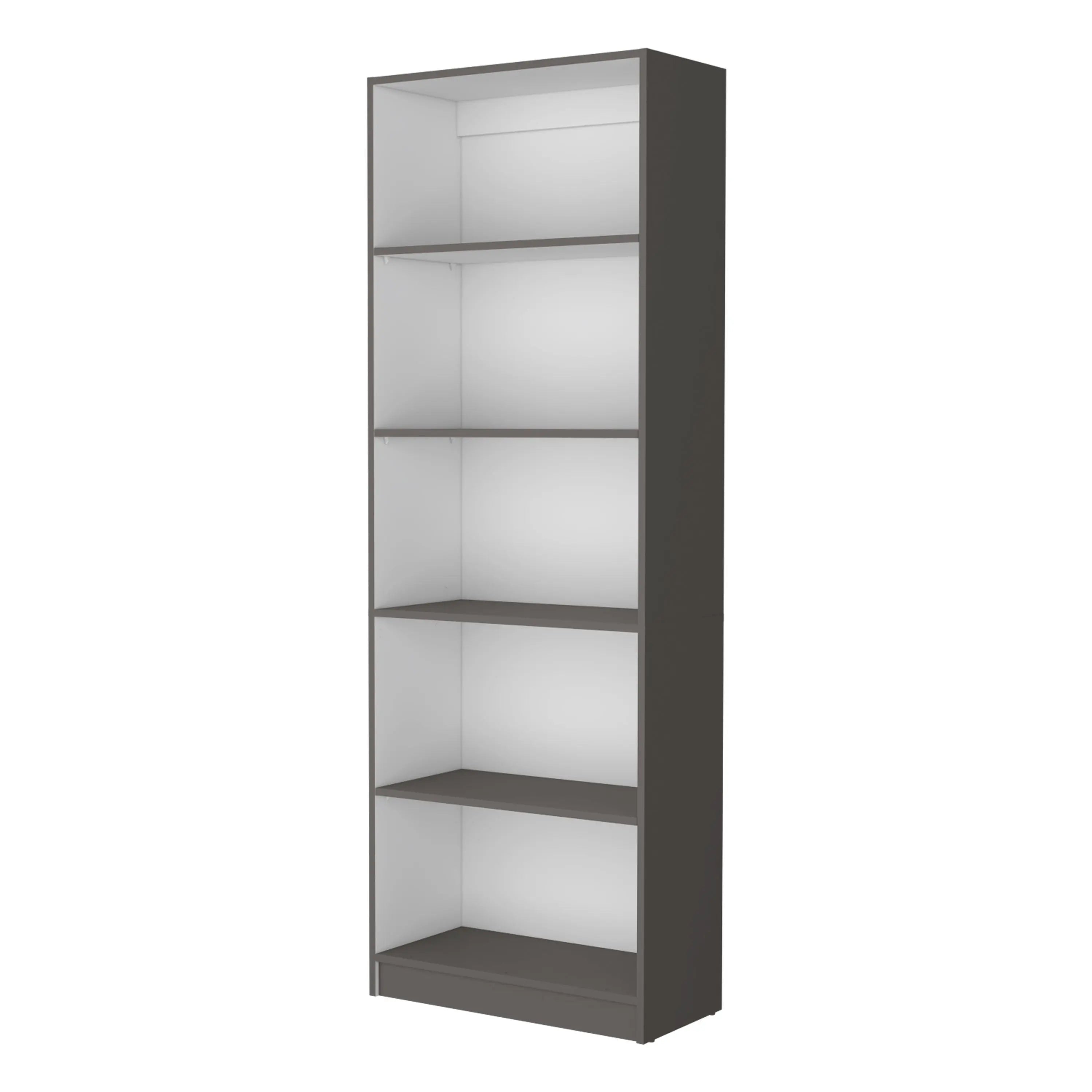 71" Gray And White Wood Five Tier Bookcase Homeroots Office