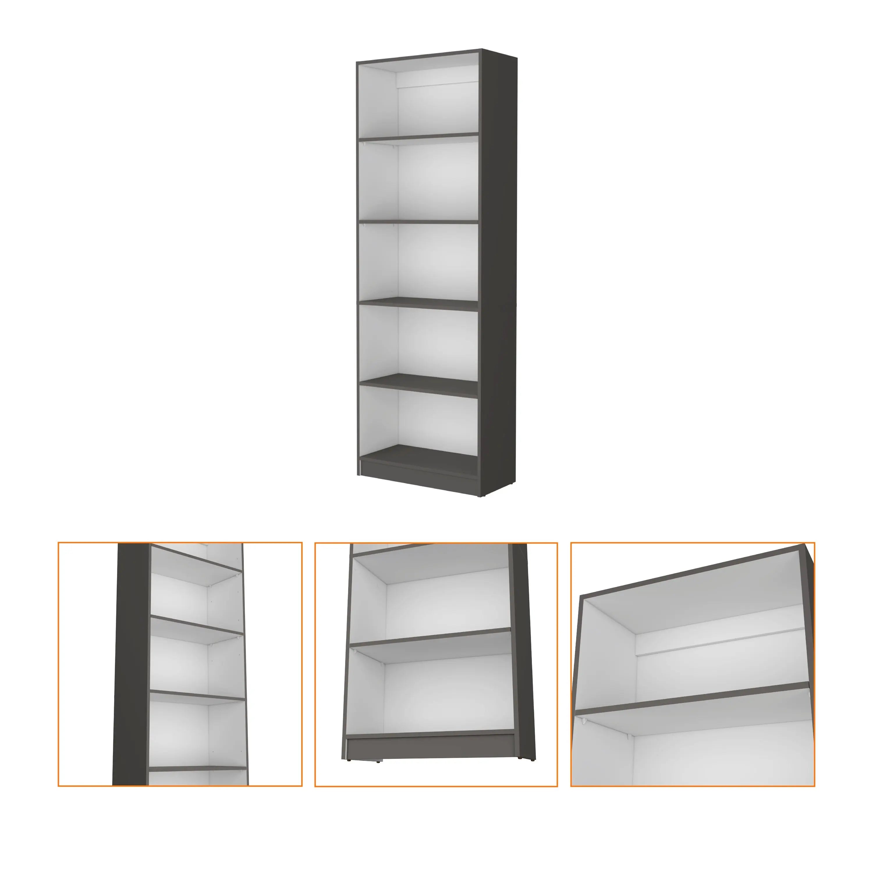 71" Gray And White Wood Five Tier Bookcase Homeroots Office
