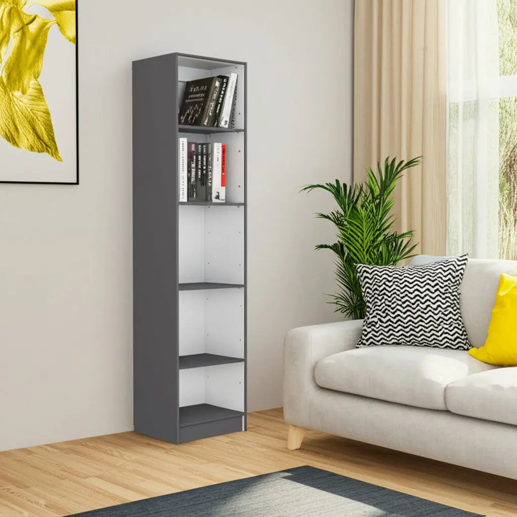 71" Gray And White Wood Five Tier Bookcase Homeroots Office