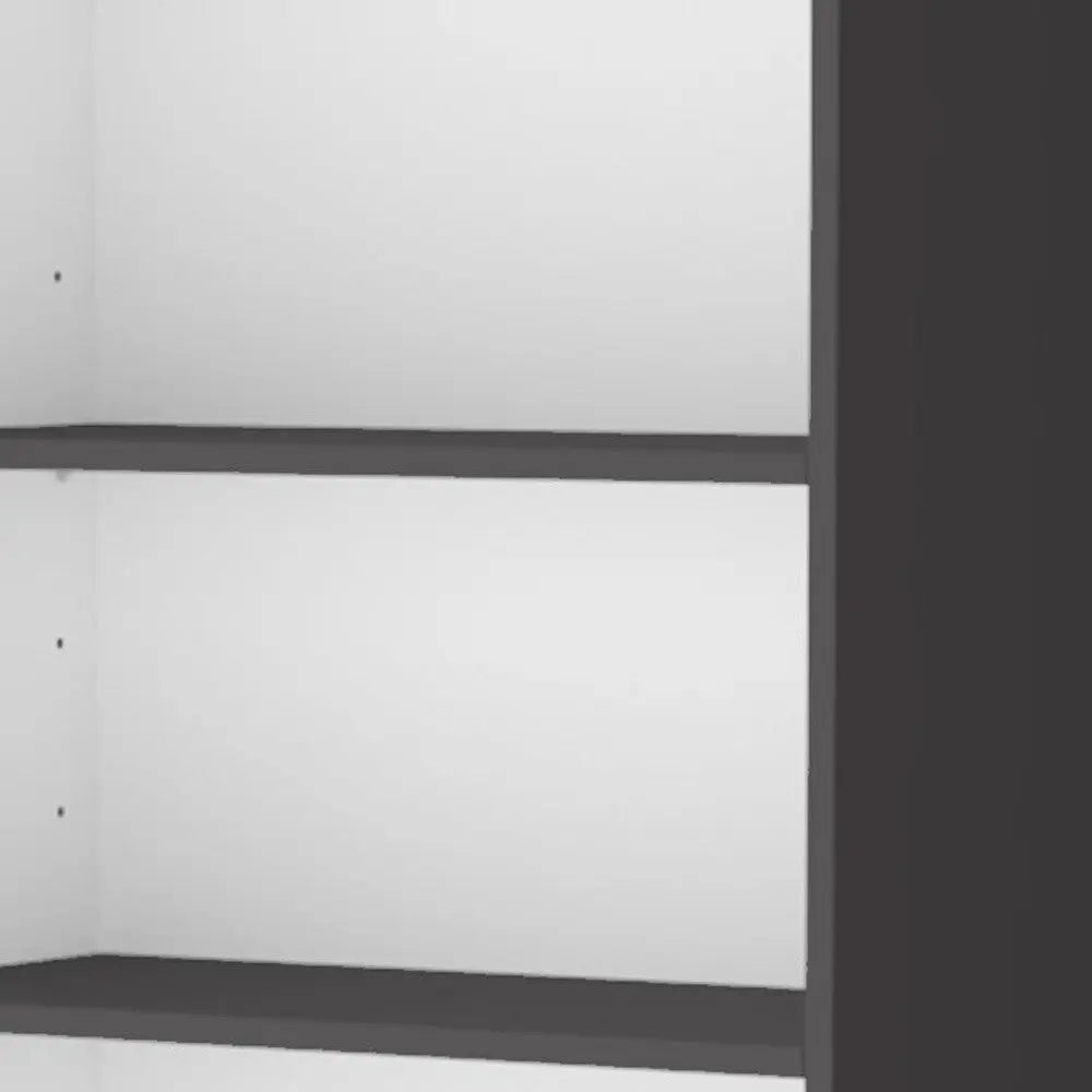 71" Gray And White Wood Three Tier Bookcase with Two Doors Homeroots Office