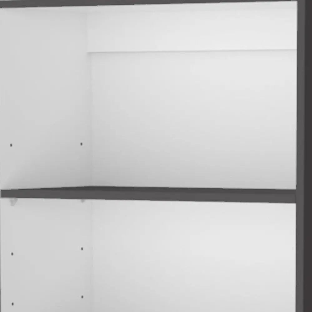 71" Gray And White Wood Three Tier Bookcase with Two Doors Homeroots Office
