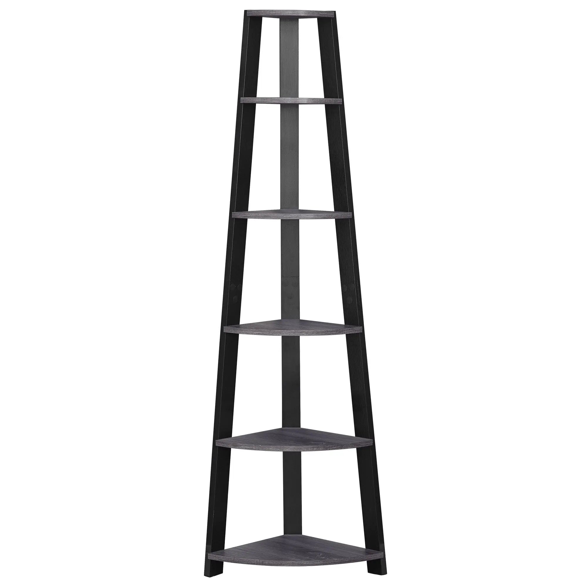 71" Gray Wood Five Tier Corner Bookcase Homeroots Office