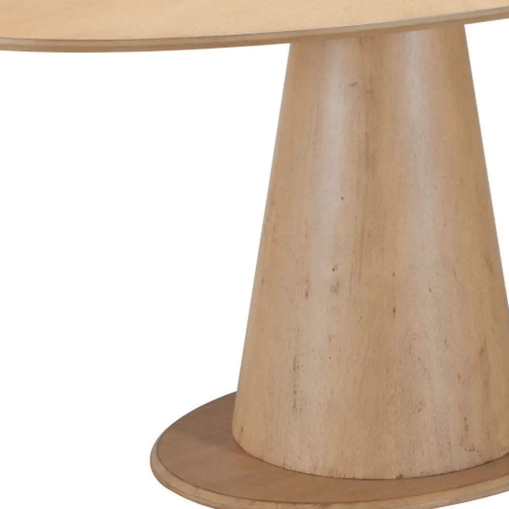 71" Natural Solid Wood Pedestal Base Oval Dining Table Homeroots Kitchen & Dining