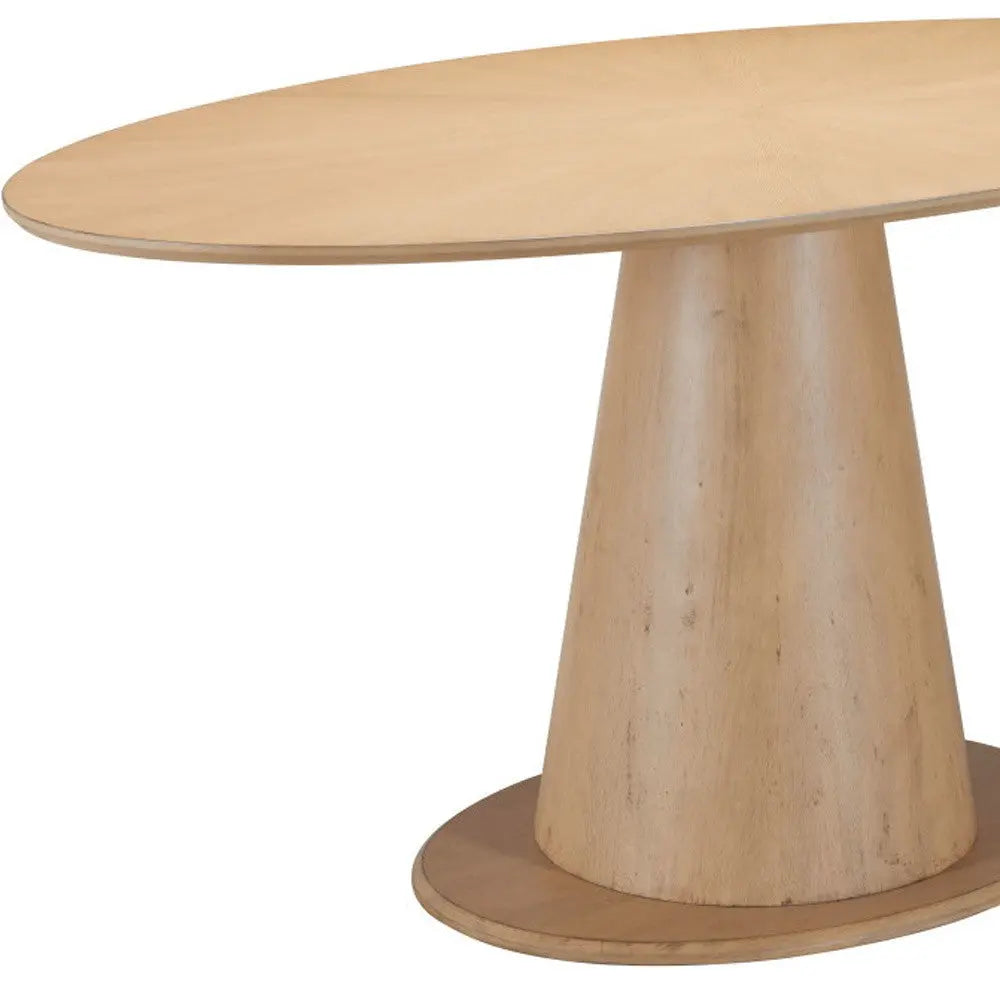 71" Natural Solid Wood Pedestal Base Oval Dining Table Homeroots Kitchen & Dining