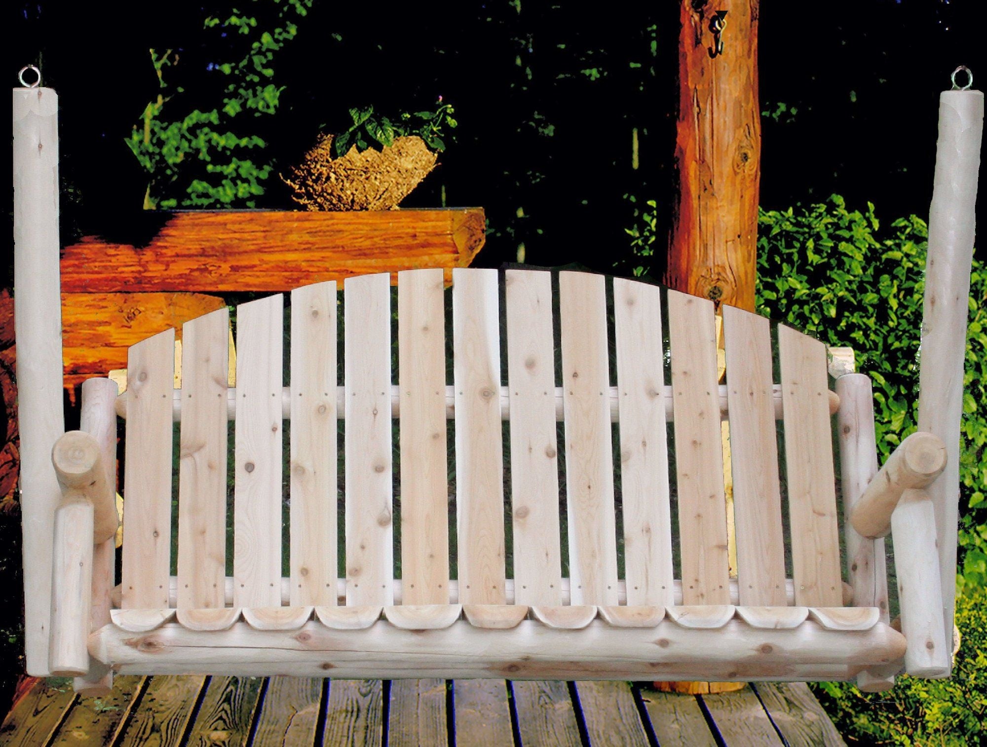71" Natural Solid Wood Swing Chair - GreatEagleInc