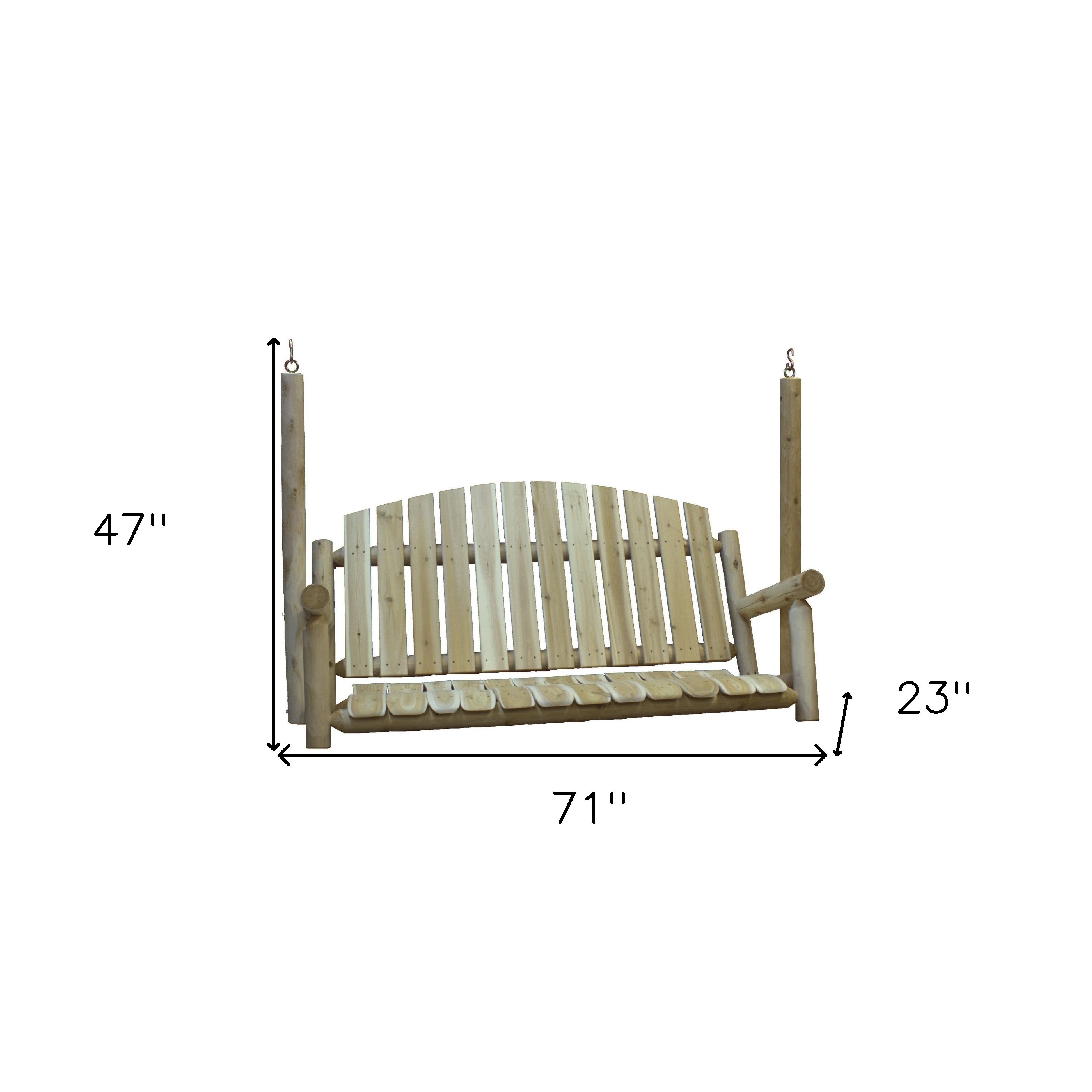 71" Natural Solid Wood Swing Chair - GreatEagleInc