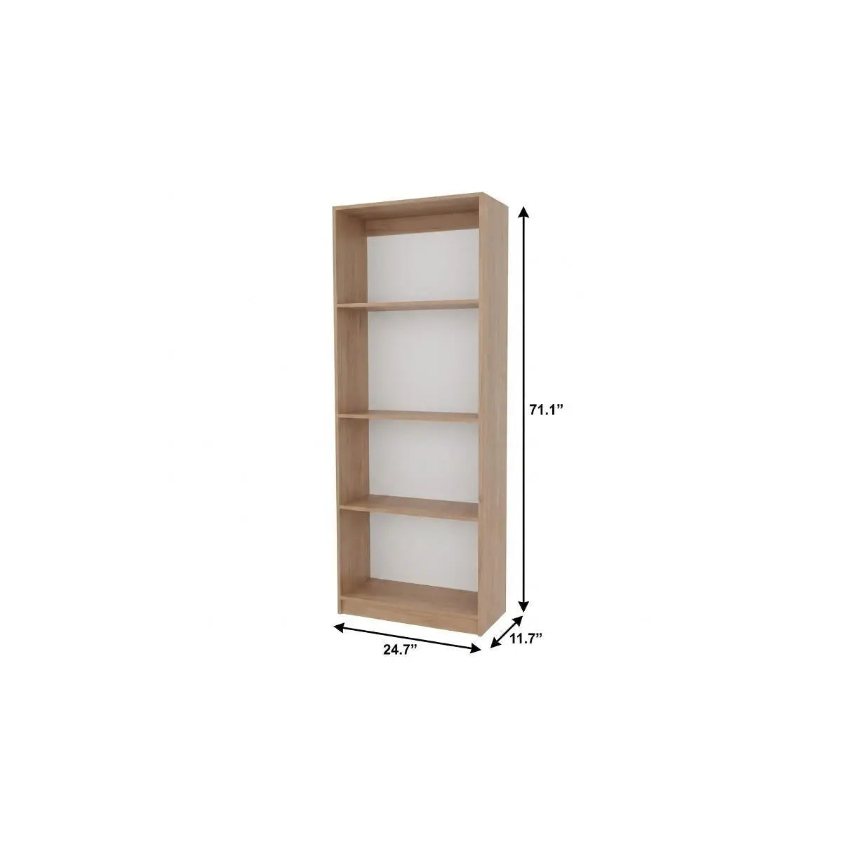 71" Natural Wood Four Tier Bookcase Homeroots Office