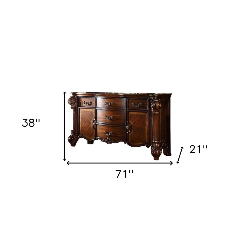 71" Solid Wood Five Drawer Dresser Homeroots Bed & Bath