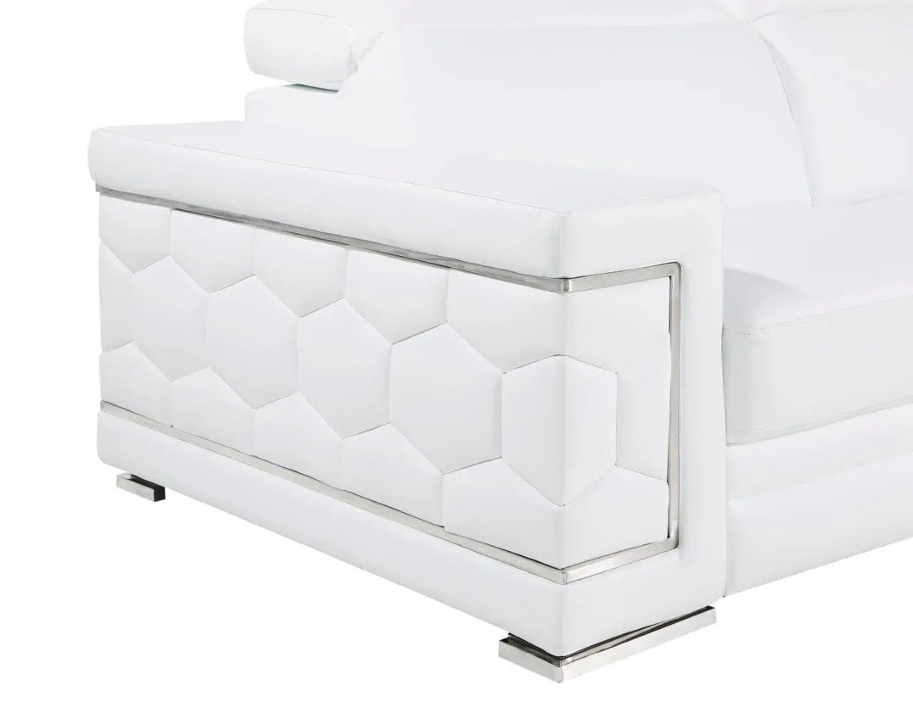 71" White And Silver Genuine Leather Love Seat Homeroots Living Room